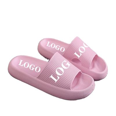 China Fashion trend Custom Low MOQ LOGO slippers for women and men pour bathroom quick-drying sandals soft cushioned extra thick non-slip slipper for sale