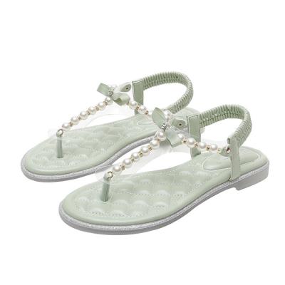 China Wholesale New Women's Roman Style Fashion Trend Sandal Sandals and Flat Slippers Women Bead Belt Plus Size Women's Flip Flops Shoes for sale