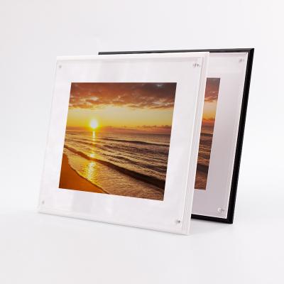 China Custom Environmental Friendly Acrylic Magnetic Photo Frame Stand Tabletop Acrylic Photo Frame With Stand For Birthday for sale