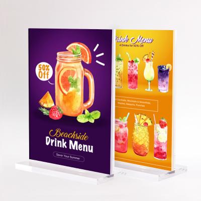 China Eco-friendly clear acrylic picture photo frame with stand for home decoration desktop acrylic sign for price menu display for sale