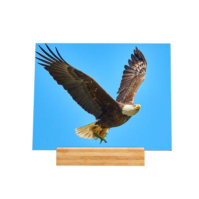 China Environmental Friendly DIY PVC Wooden Picture Display Easel Bamboo Base Calendar Photo Stand for sale