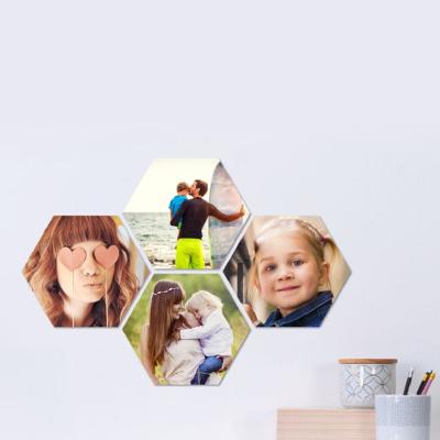 China DIY Picture Wall Art Home Decor Hexagonal Plastic Eco-friendly Self Adhesive Removable Photo Tiles for sale