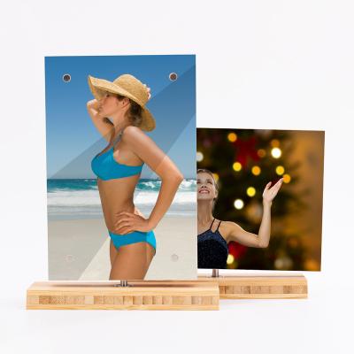 China Factory wholesale environmental friendly Guangdong America style best price bamboo photo frame rotating decor unique high quality wedding photo frame for sale