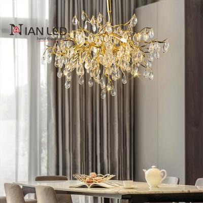 China European Modern Luxury Hotel Lamparas Crystal Pendants Gold Chandeliers Ceiling Fixture for sale