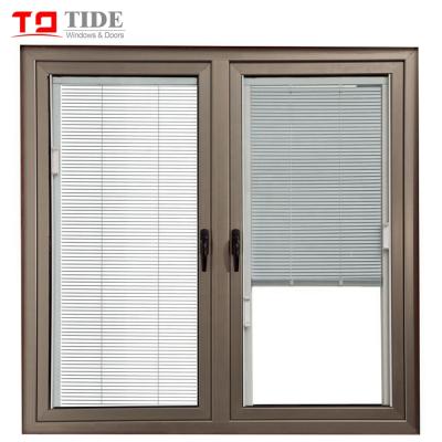 China Durable aluminum swing window with blinds between insulated glass for sale