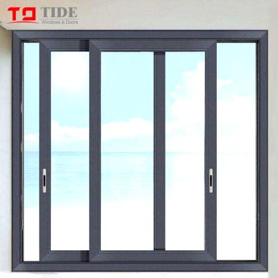 China Sliding Cheap Double Tempered Glass Sliding Aluminum Windows for sale