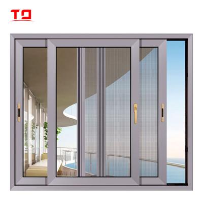 China Sliding Aluminum Alloy Cheap Aluminum Frame Stained Glass Profile Price Horizontal Sliding Window for sale