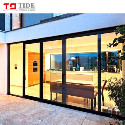 China Energy Saving Sliding Tempered Glass Doors Insulated Aluminum Sliding Doors for sale