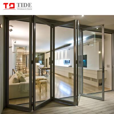 China Modern Aluminum Sound Insulation High Quality Aluminum BI PLI DOOR Glass Folding Doors for sale