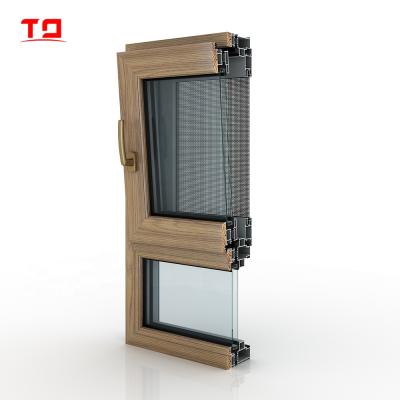 China Swing Aluminum Wood Clad Profile Up To And Turn Window Heat Insulated Aluminum Internal Shutter Blinds Window for sale