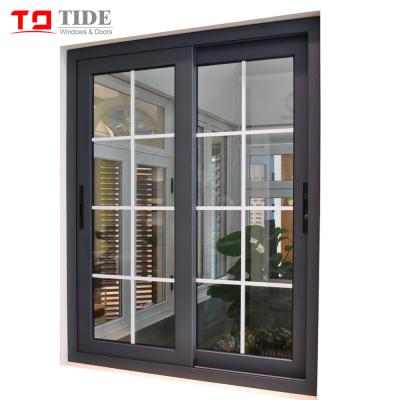 China Sliding Commercial Buildings Double Glass Aluminum Iron Grill Window Door New Designs With Australian Standard for sale