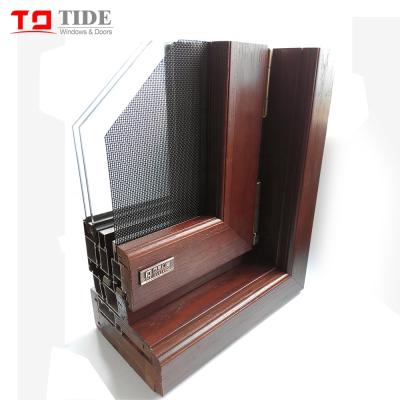 China 2019 Modern Swing Design Swing Casement Window With Wooden Surrounding Wooden Frame for sale