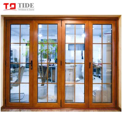 China Modern Tempered Glass Bi Folding Door Double Glazed Aluminum Folding Door For Balcony for sale