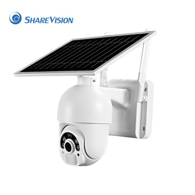 China Hot Built-in Tuya PTZ Siren Security Devices Power Tuya PTZ CCTV Camera Smart Solar Outdoor IP PTZ Wireless Solar CCTV Camera 4G WIFI 1080P Battery Power for sale