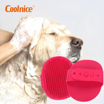 China Viable Silicone Rubber Shedding Hair Grooming Dog Bath Brush Comb for sale