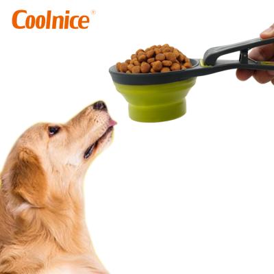 China Non-automatic Cheap Plastic PP Pet Scoop Feeder Dog Food Container Convenient Clip With Spoon for sale