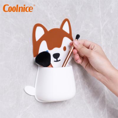 China Viable Waterproof Toothbrush Holder Handle Silicone Bathroom Shower Wash Room Small Items Organizer for sale