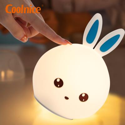 China Minimalist Creative Gift USB 7 Colors Rechargeable Rabbit Lamp Lovely Lead Silicone Night Light For Kids Baby for sale