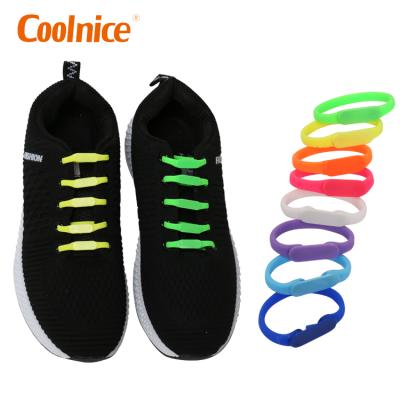 China Coolnice Convenient New Design Patent Colored Spring Silicone Elastic Shoe Laces No Tie for sale