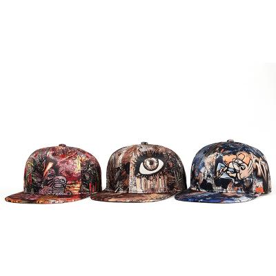 China COMMON Graffiti Printed Hats Women Wholesale Flat Hip Hop Hat China OEM Snapback Hat for sale