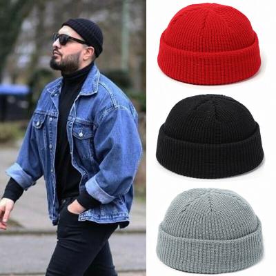 China COMMON Adult Bowler Wool Ski Caps Warm Hop Hop Shorts Slapped Ribbed Beanie Hats Men Winter Hat Plain Fisherman Beanies for sale