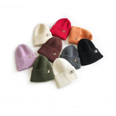 China Fashion Acrylic JOINT Wool Knit Logo Beanie Hat Women Men Winter Custom Adult Hat Knitted Hat 2021 for sale