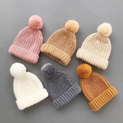 China COMMON Autumn Kids Winter Hats And 2021 Covers New Designer Wool Children Baby Beanie Hats Knitted Caps for sale