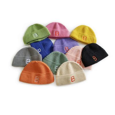 China 2022 COMMON New Fashion Kid Knitted Winter Hat Beanies Warm Cute Embroidery Knit Hat For Baby for sale