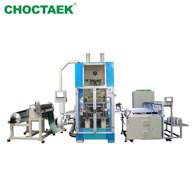 China food & Beverage plant 80T aluminum foil pneumatic punching machine+stacker+mold container making machine for sale