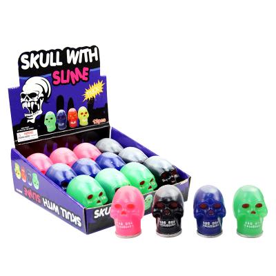 China 100g non-toxic Halloween slime for joking, air dry skull slime toy, color oil slime 60*60*71mm for sale