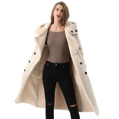 China Women's Winter Ultra Warm Breathable Faux Shearling Suede Sherpa Striped Long Jacket Coat Parka Outwear for sale