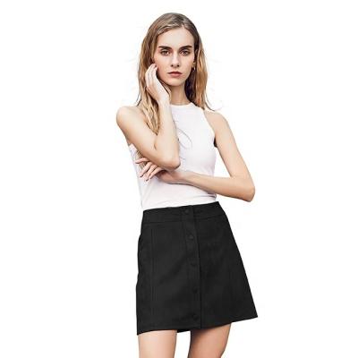 China Mini Skirts Zipper Up Front Faux Leather Plus Size Women High Waist Faux Suede Skirt Women's Leather Skirt for sale