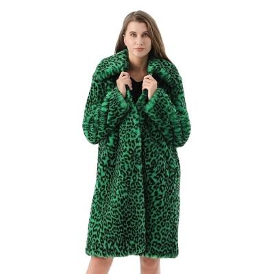 China Breathable Women Green Women Tiger Pattern Faux Fur Jacket Faux Fur Coat Leopard Print Faux Fur Coat for sale