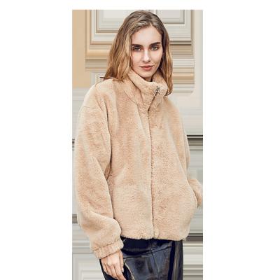 China Solid Color Breathable Winter Fashion Women Warm Faux Fur Zipper Jackets Coats For Ladies Clothes for sale