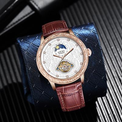 China New Retro Style Automatic New Fashion Date Business Men Engraved Rhinestones Waterproof Mechanic Automatic Wrist Watch for sale