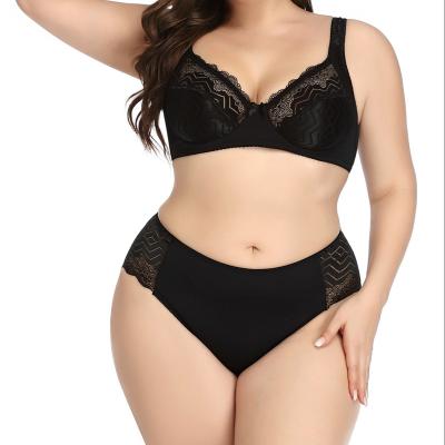 China Amazon C Cup Breathable Hot Ultra Thin Ladies Underwire Large Bust Ladies Supported Big Boobs Lace Sexy Women Plus Size Panties Bra Brief Sets for sale