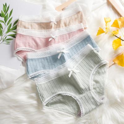 China Women's Lovely Cute Cotton Panties Underwear Teen Girls Breathable Lace for sale