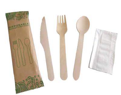 China Disposable Disposable Wooden Cutlery Kit Wooden Cutlery For Wedding Birthday Party Utensils for sale