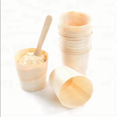 China Sustainable Wood Cup Biodegradable Eco - Friendly Wood Cone Wooden Boat for sale