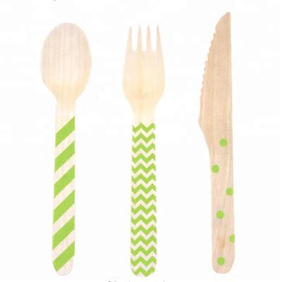 China Wooden Bamboo Cutlery Set Spoon Knife Fork Knife Paper Cocktail Plastic Straws Sushi Disposable Boat Food Dinnerware Set for sale