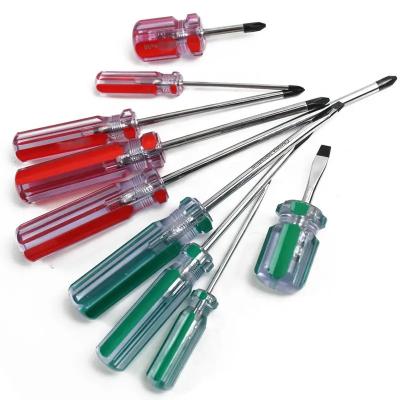 China Plastic Factory Handle Transparent Clear Plastic Screwdriver With Black Head for sale