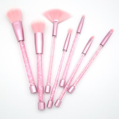 China Angular Blush Glitter Grip Makeup Brush Set 7pcs Face Make Up Powder Foundation Eyeshadow Blush Makeup Brush Kit for sale