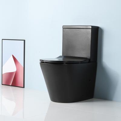 China Double-Flow Ceramic Flush Fit Black BSH Toilet With UF MJ2807 Toilet Seat Cover for sale