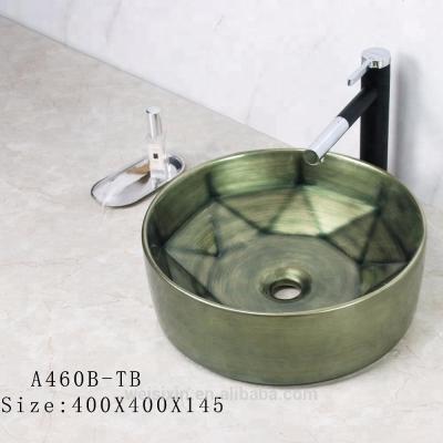 China Modern Sanitary Ware Bathroom Countertop Washing Color Art Ceramic Hand Basin A460-TY/TB for sale