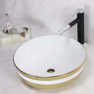 China Modern Ceramic Round Stripe Bathroom Wash Art Sink Hand Wash Basin Wc A428 KG/KS 105 for sale