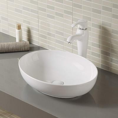 China Eco-friendly Stylish Oval Bathroom Fixture Style Ceramic White Color Art Basin A433 for sale