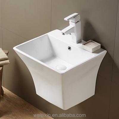 China Modern Sanitary Ware Beware Ceramic Hand Bathroom Wash Sink Wall Hung Basin H09 for sale