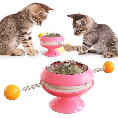 China Viable Pet Supplies Gyro Ball Turntable Catnip Ball Teasing Puzzle Cat Toy For Cats Dogs Walking Daily Pet Door Exercising Wooden Cage for sale