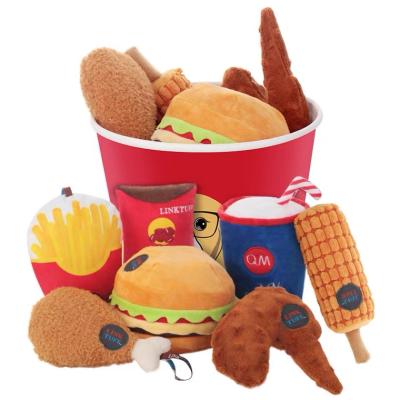 China Chew Toy Set Fried Chicken Burger Family Bucket Plush Squeaker Dog Teddy Corgi Pet Dogs Pet Supplies for sale