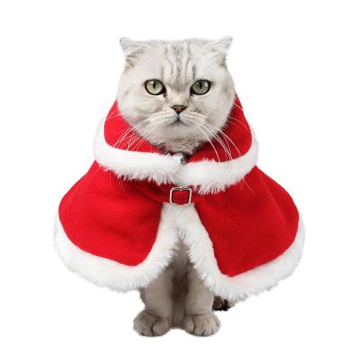 China West European and American Pet Party Supplies Christmas 2021 Windshield Velvet Cape Pet Cat Clothes Elegant Warm Red for sale